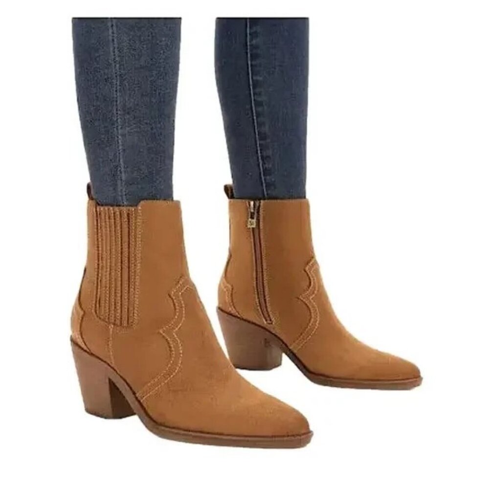 Sam & Libby Women's Brighton Western Cowboy Bootie, Women's Size 9.5 Toffee NWOT